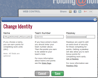 Capture d'écran de configuration web de l'identité